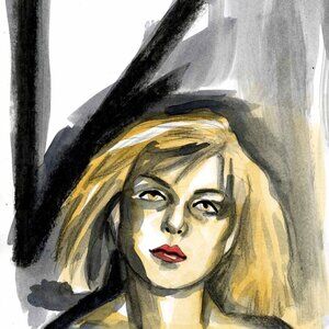 original art, sale, Blondie, 8.5 by 11, acid free paper, watercolor
